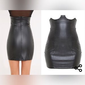 NWT Jessica black faux leather bustier skirt